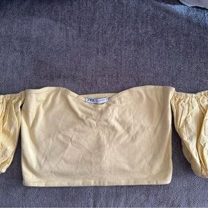 Zara Yellow Off-Shoulder Top